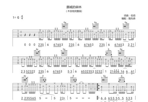 挪威森林吉他谱[挪威森林吉他谱原版完整版]