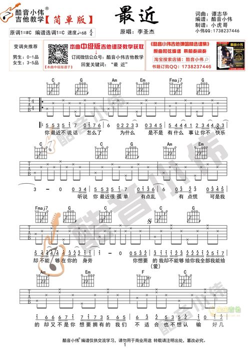 读你吉他谱c调[读你吉他弹唱教学视频]