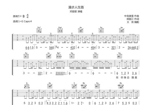 漫步人生路吉他谱[漫步人生路吉他谱完整版]