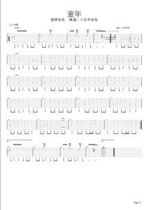 童年的吉他谱简单版[童年吉他谱简单版指弹单音]