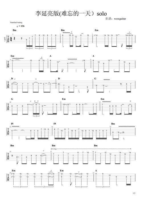 难忘的一天吉他谱[难忘的一天吉他谱solo]